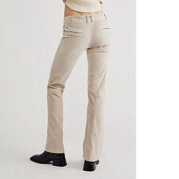 Free People Hit Back Slim Flare Pants Size 0 Button Fly Stretch Cords Velvet - Picture 3 of 15